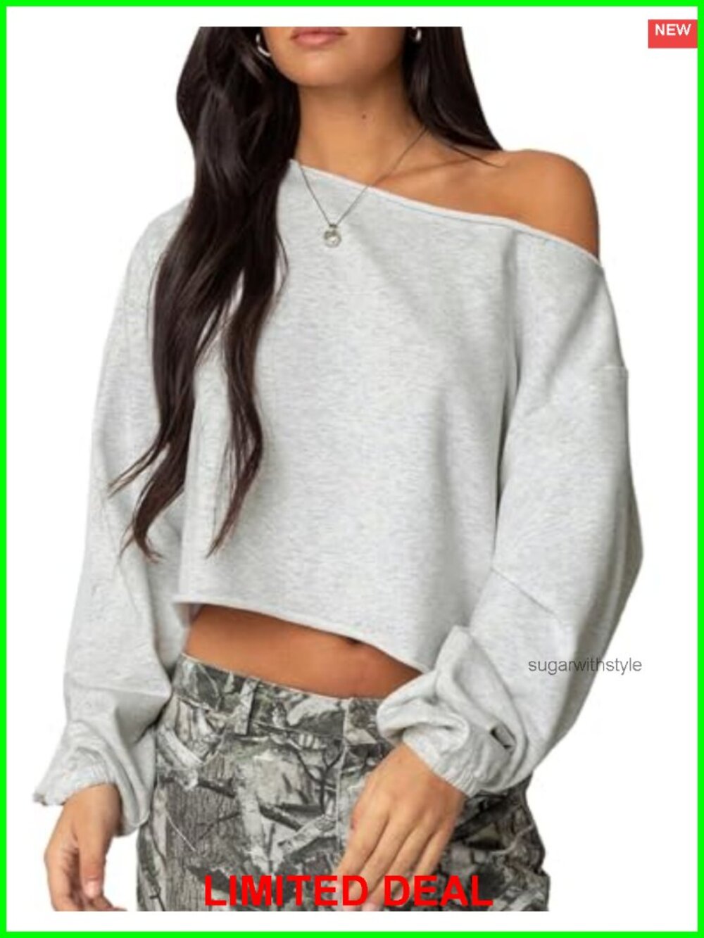Off The Shoulder Oversized Crop Sweatshirt Women Long Sleeve Pullover